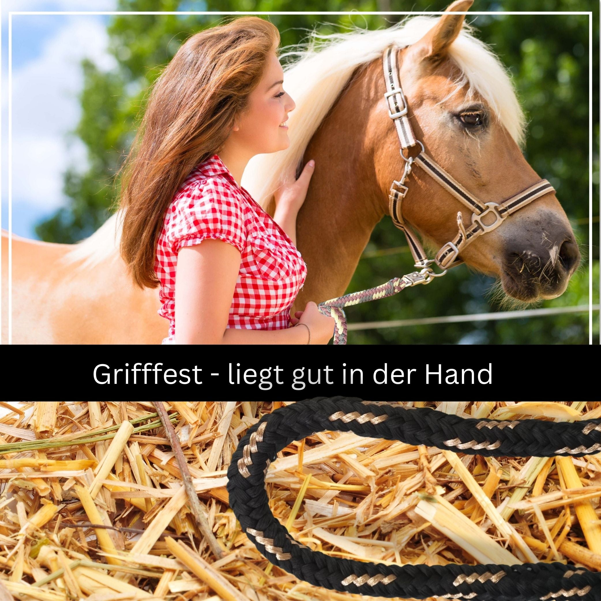 Führstrick mit Panikhaken rosegold, Länge 2m